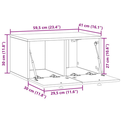Væghængt TV-skab 59,5 x 41 x 30 cm Gammelt træ Konstrueret træ