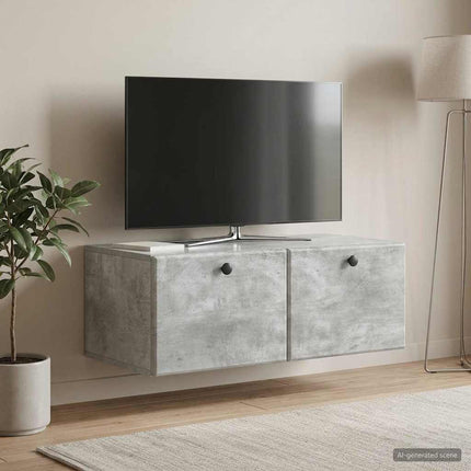Væghængt TV-skab 78,5 x 41 x 30 cm Betongrå Konstrueret træ