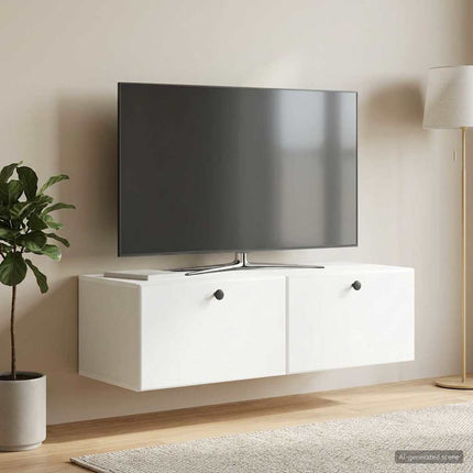 Væghængt TV-skab 98 x 41 x 30 cm Hvid Konstrueret træ
