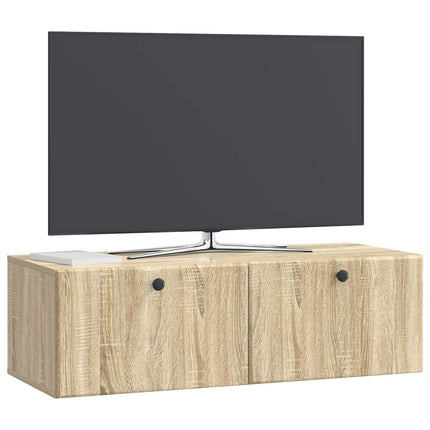 Væghængt TV-skab 98 x 41 x 30 cm Sonoma-eg Konstrueret træ
