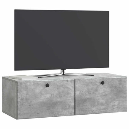 Væghængt TV-skab 98 x 41 x 30 cm Betongrå Konstrueret træ
