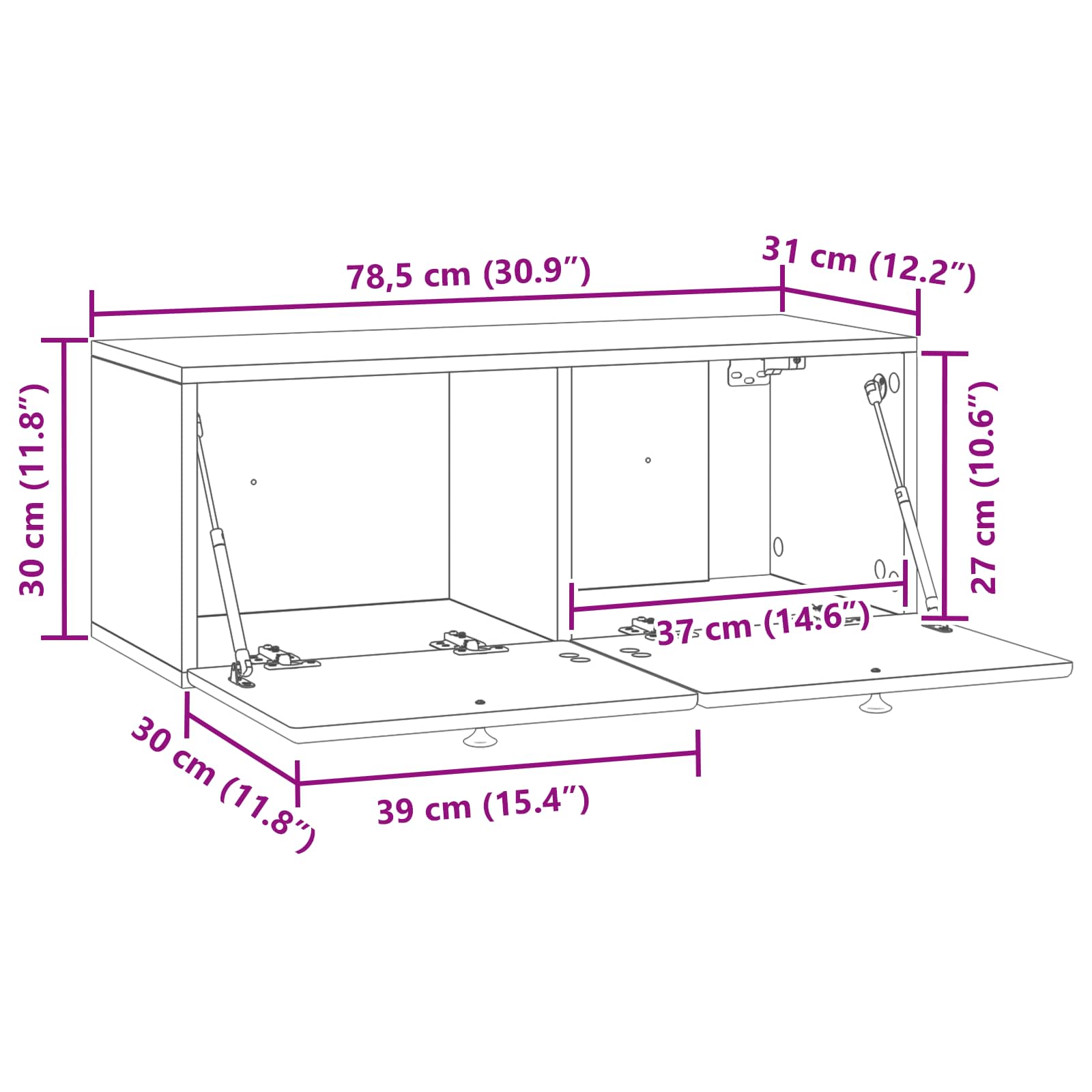 Væghængt TV-skab 78,5 x 31 x 30 cm Grå Sonoma Konstrueret træ