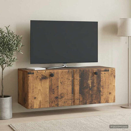 Væghængt TV-skab 78,5 x 31 x 30 cm Gammelt træ Konstrueret træ