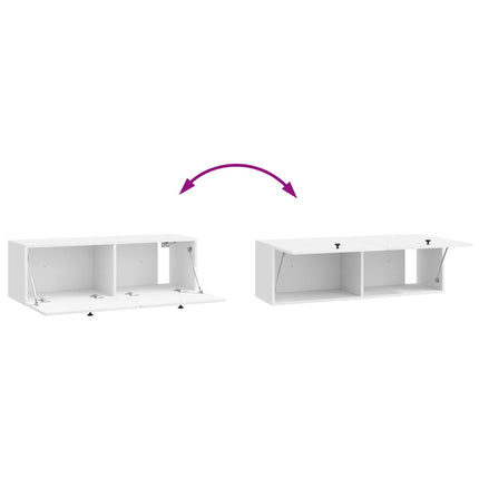 Væghængt TV-skab 98 x 31 x 30 cm Hvid højglans Konstrueret træ