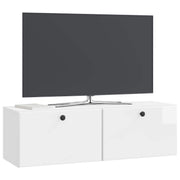 Væghængt TV-skab 98 x 31 x 30 cm Hvid højglans Konstrueret træ