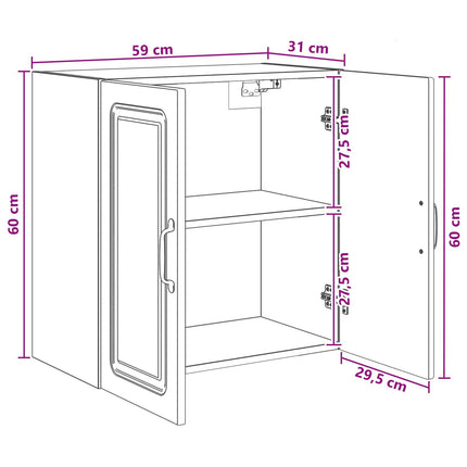 Vægmonteret skab Røget eg 59 x 31 x 60 cm Konstrueret træ