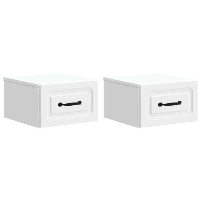 Væghængt Natbord 2 pcs Hvid 34,5 x 33 x 20 cm Konstrueret træ