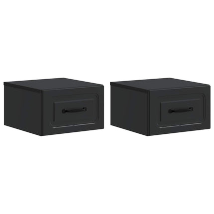 Væghængt Natbord 2 pcs Sort 34,5 x 33 x 20 cm Konstrueret træ