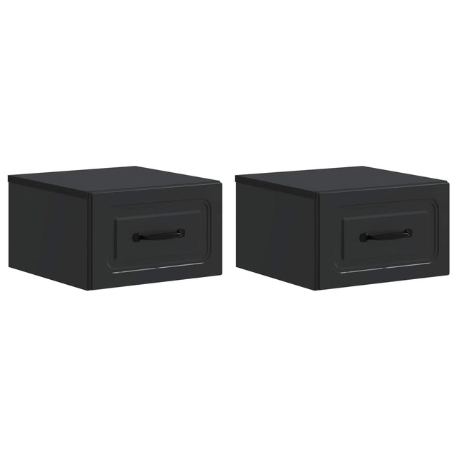 Væghængt Natbord 2 pcs Sort 34,5 x 33 x 20 cm Konstrueret træ