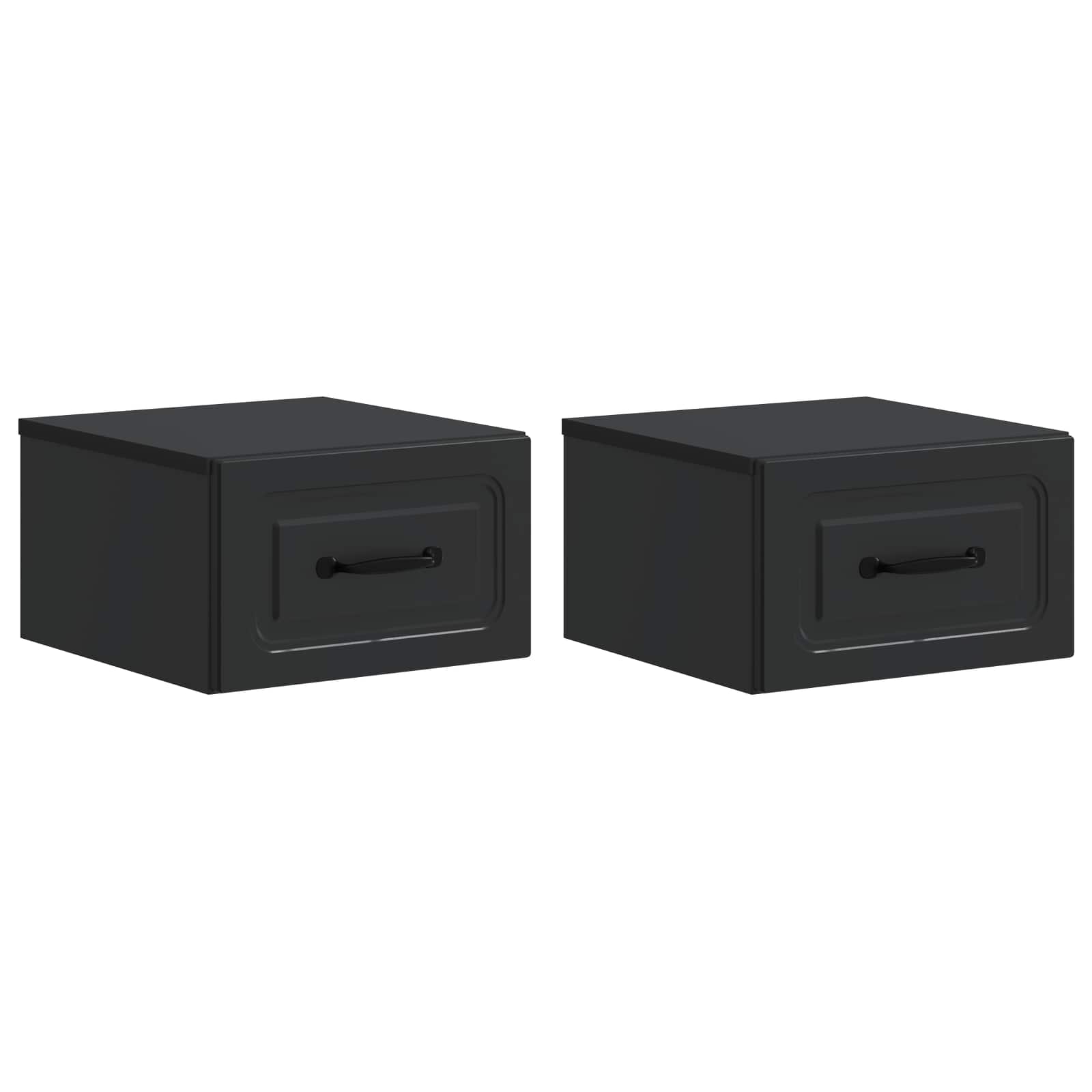 Væghængt Natbord 2 pcs Sort 34,5 x 33 x 20 cm Konstrueret træ