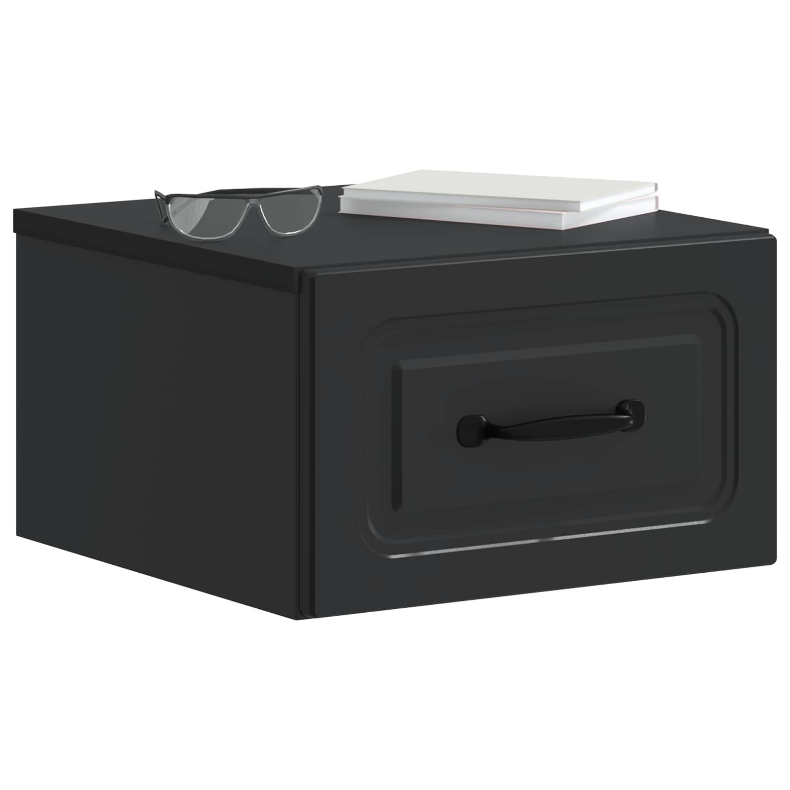Væghængt Natbord 2 pcs Sort 34,5 x 33 x 20 cm Konstrueret træ