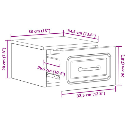 Væghængt Natbord 2 pcs Sort 34,5 x 33 x 20 cm Konstrueret træ