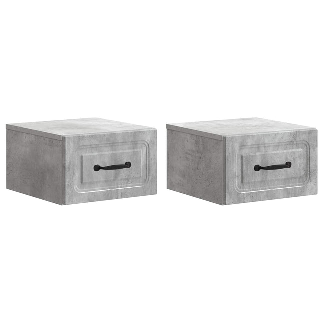 Væghængt Natbord med skuffe 2 pcs Betongrå 34,5 x 33 x 20 cm