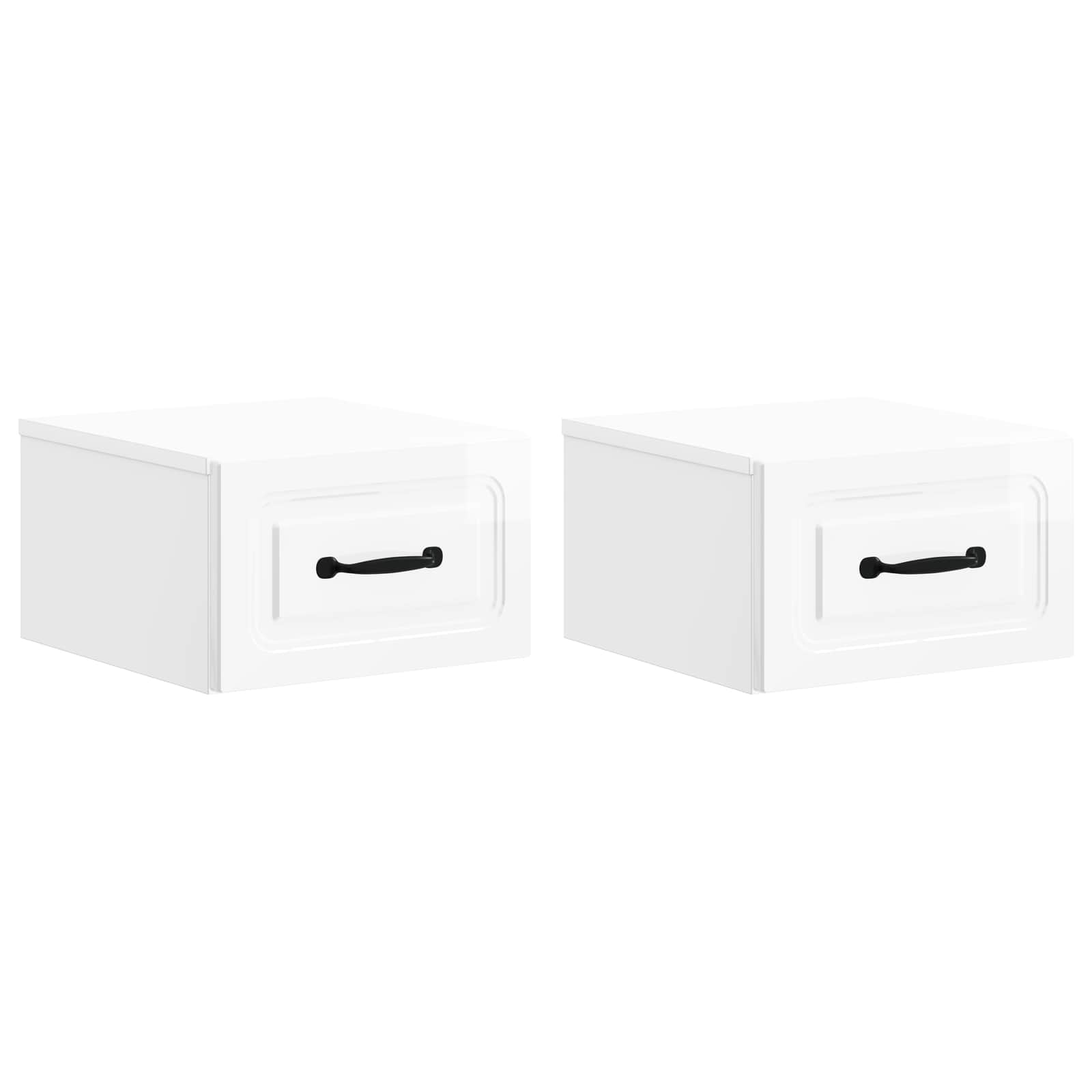 Væghængt Natbord 2 pcs Hvid højglans 34,5 x 33 x 20 cm