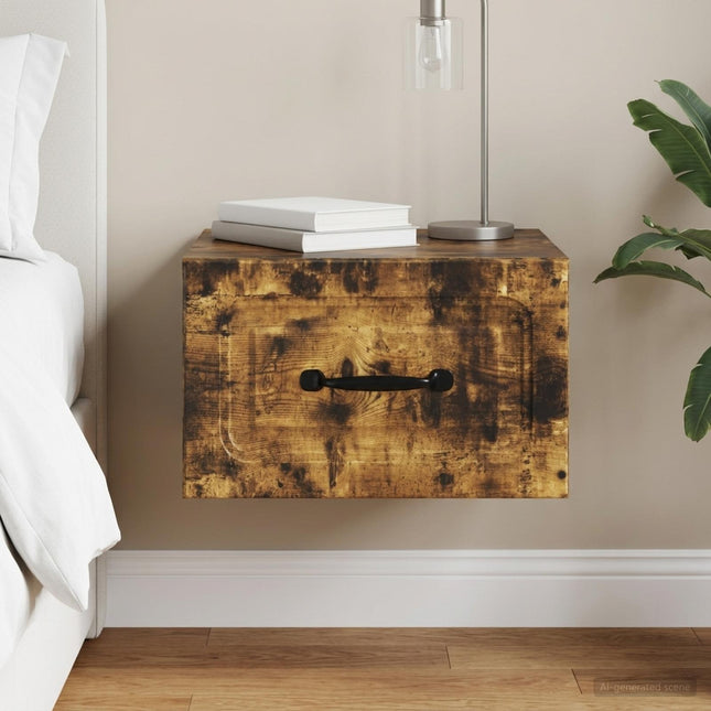 Væghængt Natbord Røget eg 34,5 x 33 x 20 cm Konstrueret træ