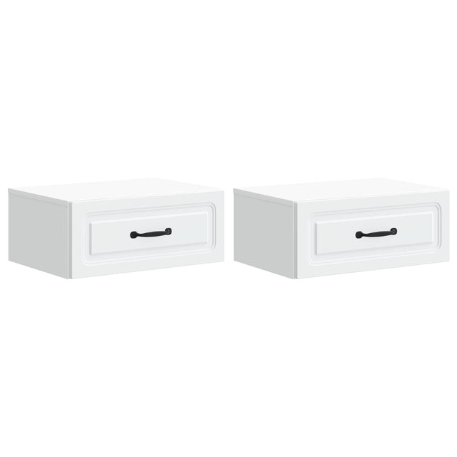 Væghængt Natbord 2 pcs Hvid 49 x 34,5 x 20 cm Konstrueret træ