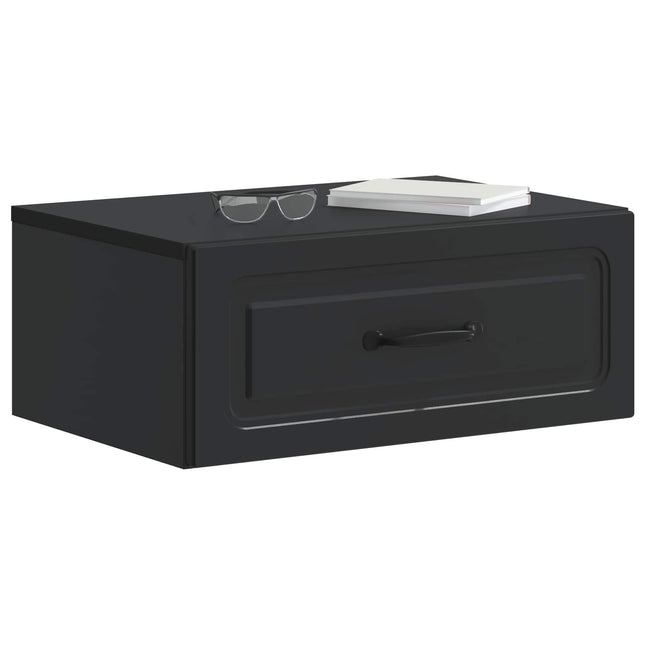 Væghængt Natbord 2 pcs Sort 49 x 34,5 x 20 cm Konstrueret træ