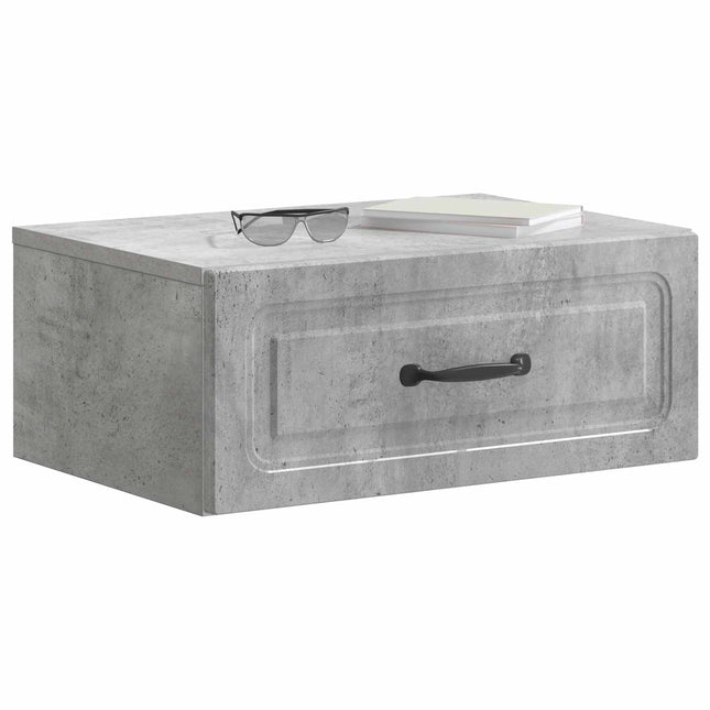 Væghængt Natbord med skuffe 2 pcs Betongrå 49 x 34,5 x 20 cm