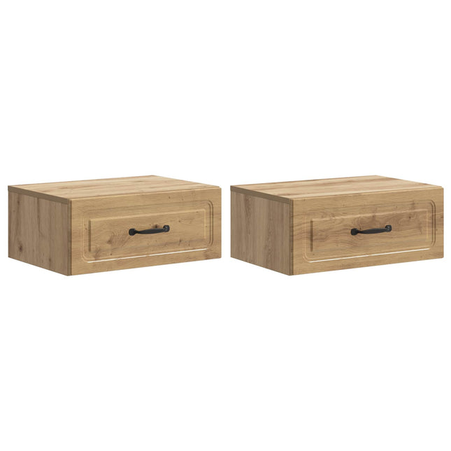 Væghængt Natbord med skuffe 2 pcs Artisan-eg 49 x 34,5 x 20 cm