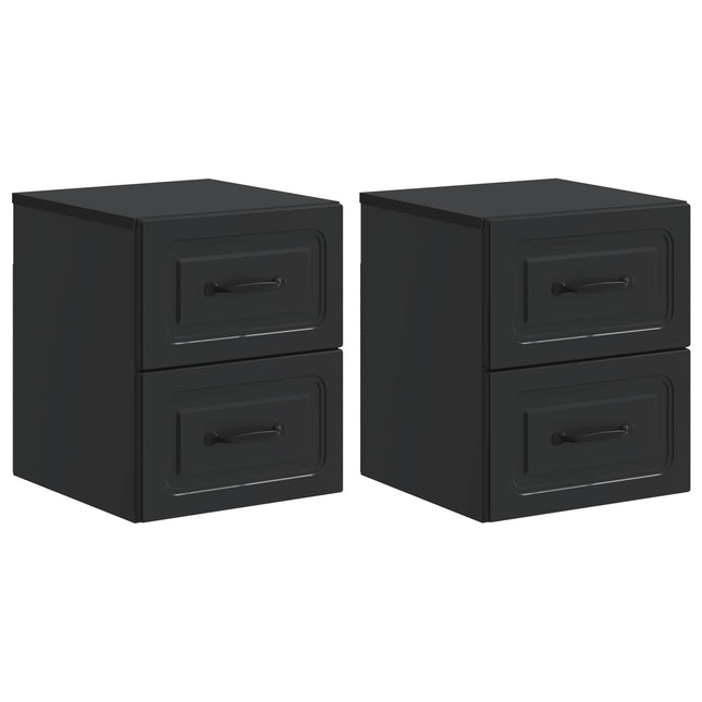Væghængt Natbord 2 pcs Sort 34,5 x 33 x 40 cm Konstrueret træ