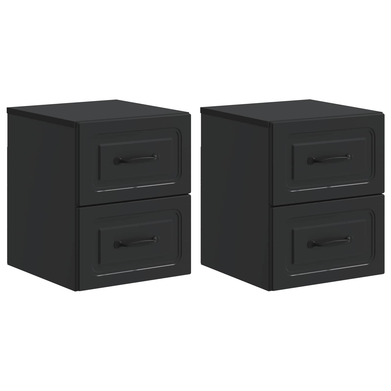 Væghængt Natbord 2 pcs Sort 34,5 x 33 x 40 cm Konstrueret træ