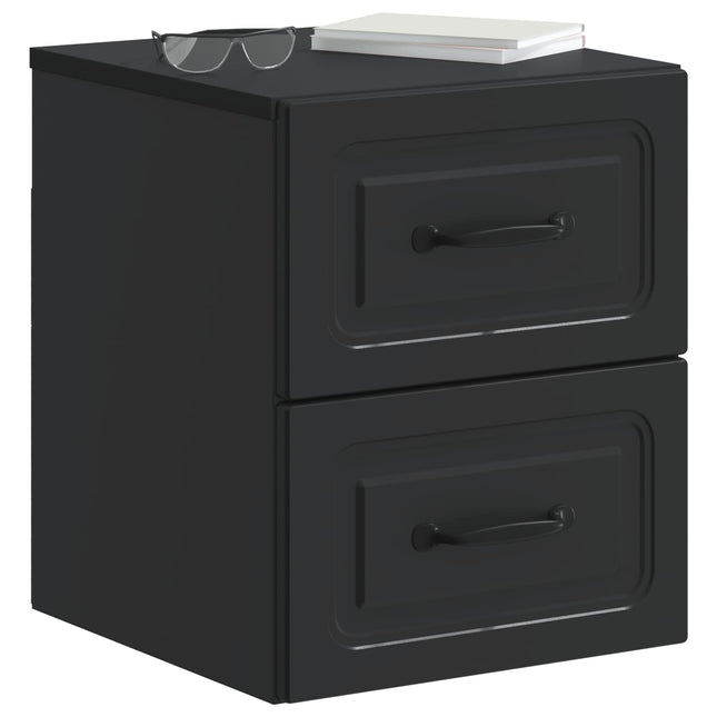 Væghængt Natbord 2 pcs Sort 34,5 x 33 x 40 cm Konstrueret træ