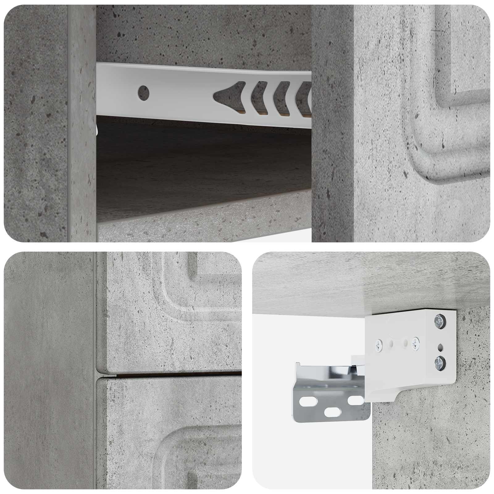 Væghængt Natbord Betongrå 34,5 x 33 x 40 cm Konstrueret træ