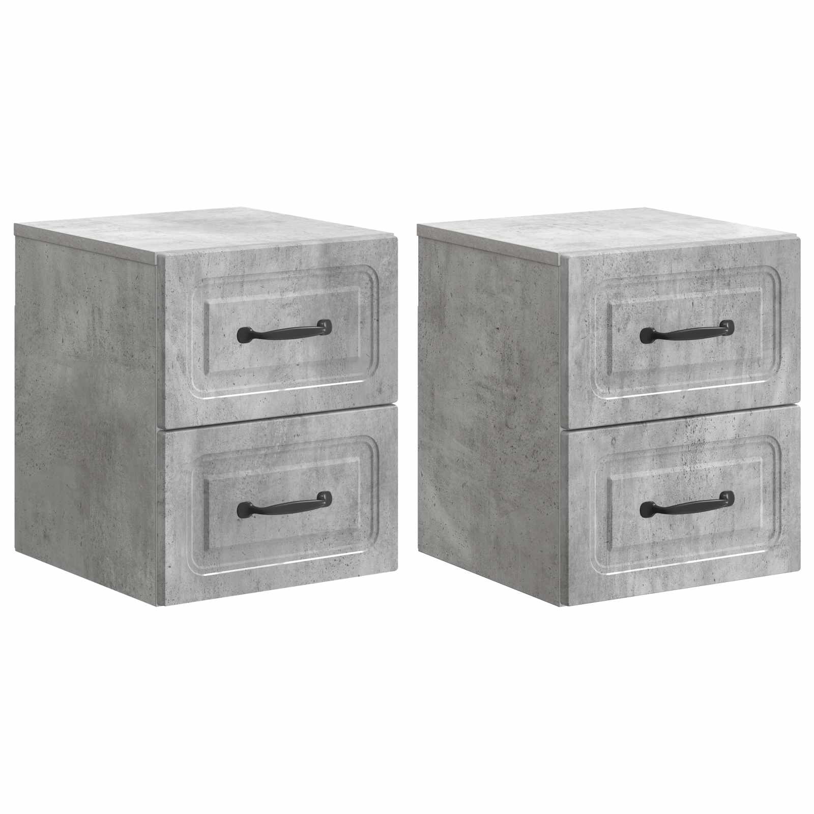 Væghængt Natbord med skuffe 2 pcs Betongrå 34,5 x 33 x 40 cm