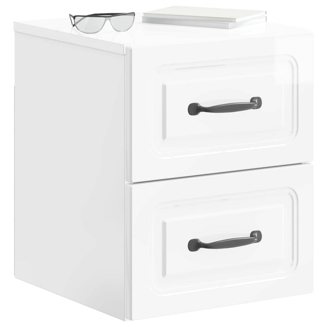 Væghængt Natbord 2 pcs Hvid højglans 34,5 x 33 x 40 cm