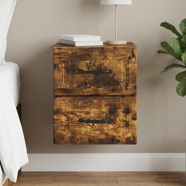 Væghængt Natbord Røget eg 34,5 x 33 x 40 cm Konstrueret træ