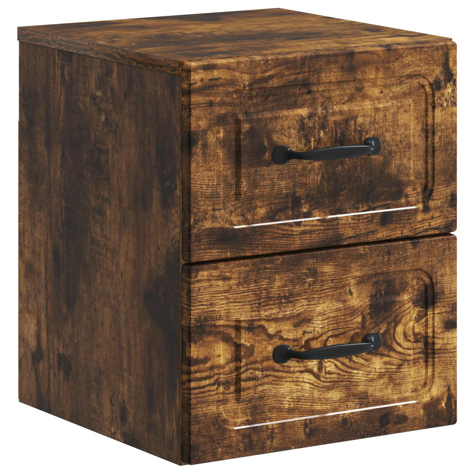 Væghængt Natbord med skuffe 2 pcs Røget eg 34,5 x 33 x 40 cm