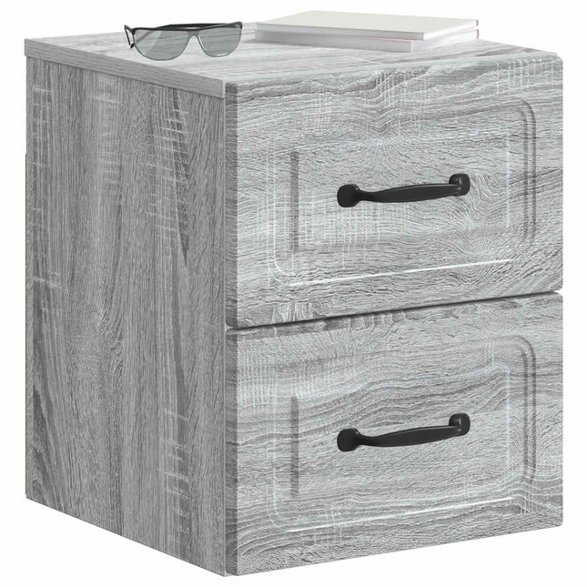 Væghængt Natbord 2 pcs Grå sonoma-eg 34,5 x 33 x 40 cm