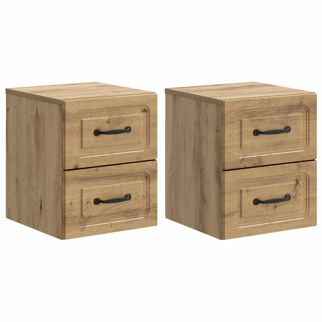 Væghængt Natbord med skuffe 2 pcs Artisan-eg 34,5 x 33 x 40 cm