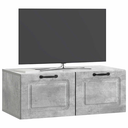 Væghængt TV-skab Betongrå 78,5 x 41 x 30 cm Konstrueret træ