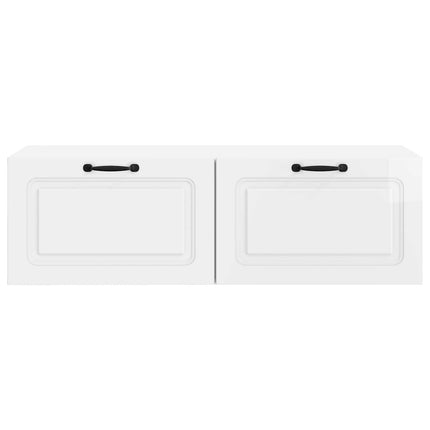 Væghængt TV-skab Hvid højglans 98 x 41 x 30 cm Konstrueret træ