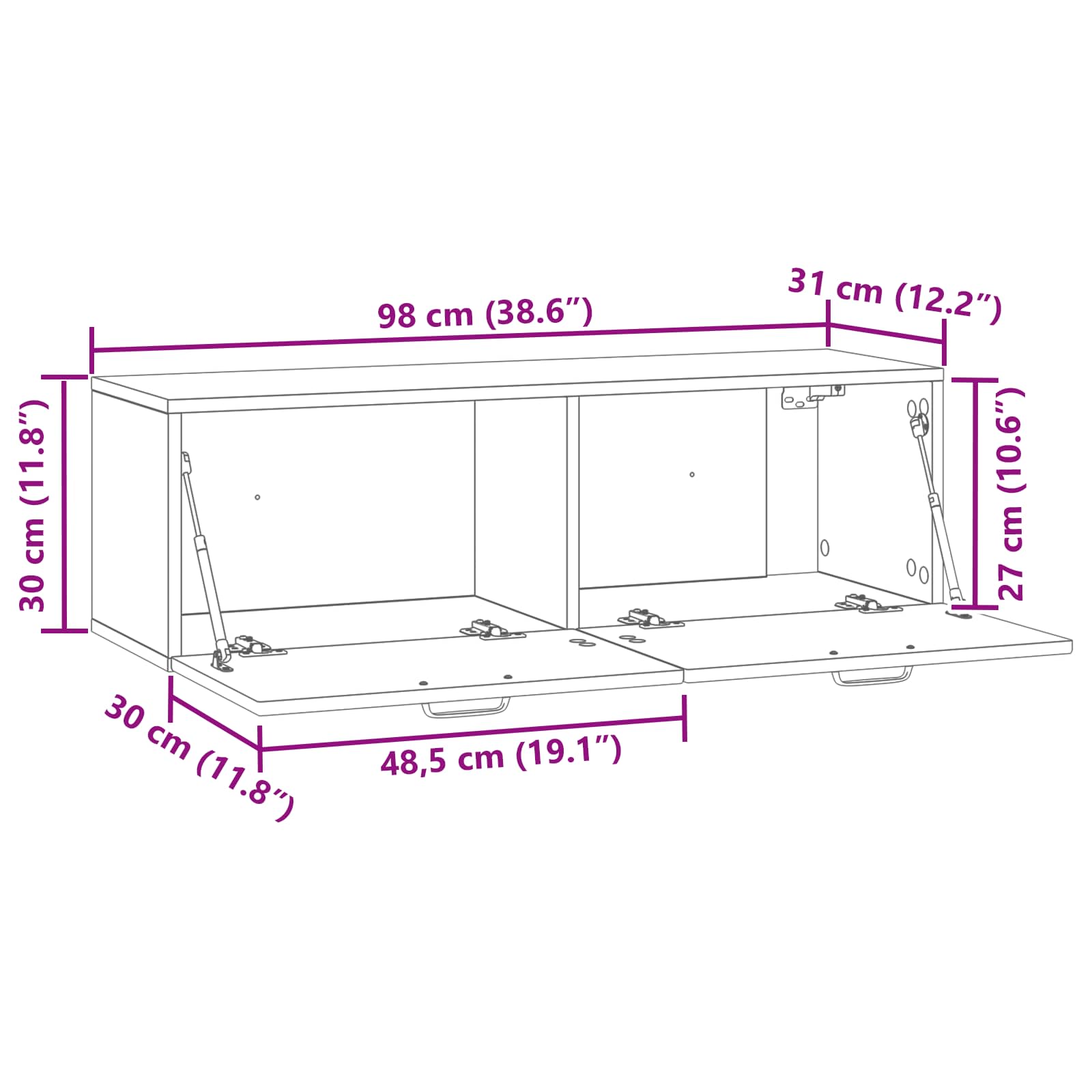 Væghængt TV-skab Betongrå 98 x 31 x 30 cm Konstrueret træ