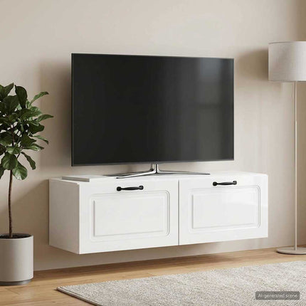 Væghængt TV-skab Hvid højglans 98 x 31 x 30 cm Konstrueret træ
