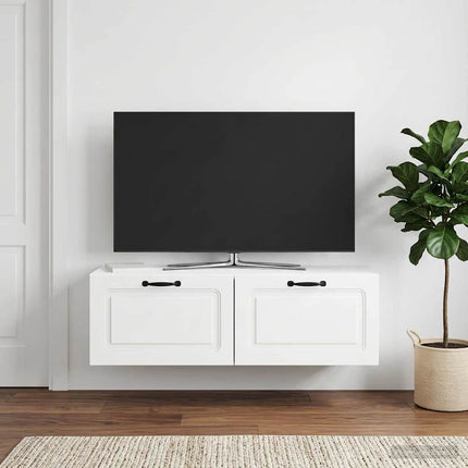 Væghængt TV-skab Hvid højglans 98 x 31 x 30 cm Konstrueret træ