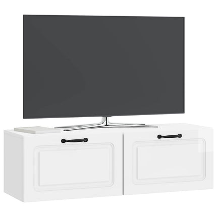 Væghængt TV-skab Hvid højglans 98 x 31 x 30 cm Konstrueret træ