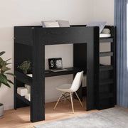 Loft Sengestel med Skrivebord Sort eg 80 x 200 cm