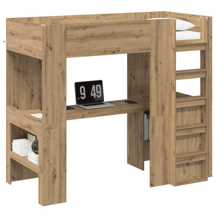 Loft Sengestel med Skrivebord Artisan Egetræ 80 x 200 cm