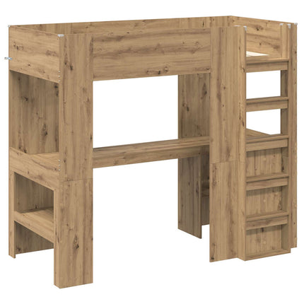 Loft Sengestel med Skrivebord Artisan Egetræ 80 x 200 cm