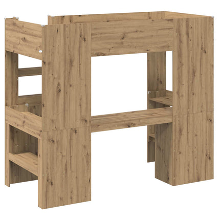 Loft Sengestel med Skrivebord Artisan Egetræ 80 x 200 cm
