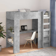 Loft Sengestel med Skrivebord Beton Grå 90 x 200 cm
