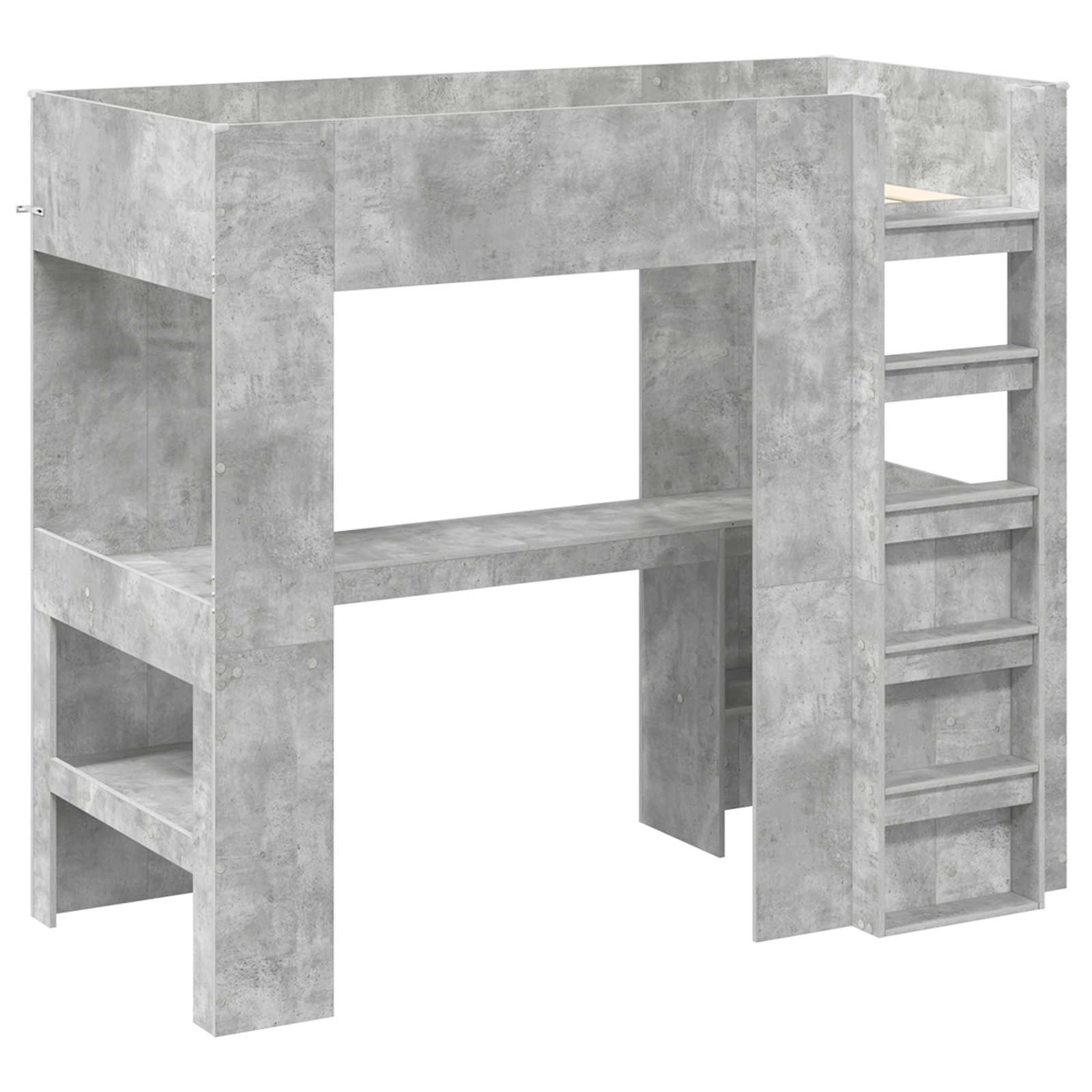 Loft Sengestel med Skrivebord Beton Grå 90 x 200 cm