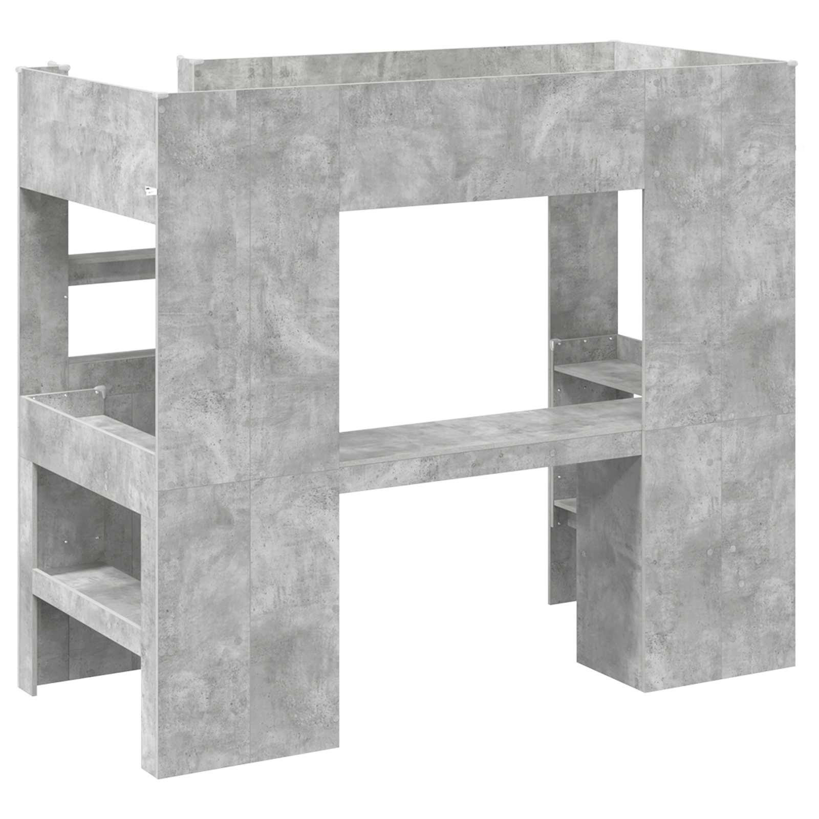 Loft Sengestel med Skrivebord Beton Grå 90 x 200 cm