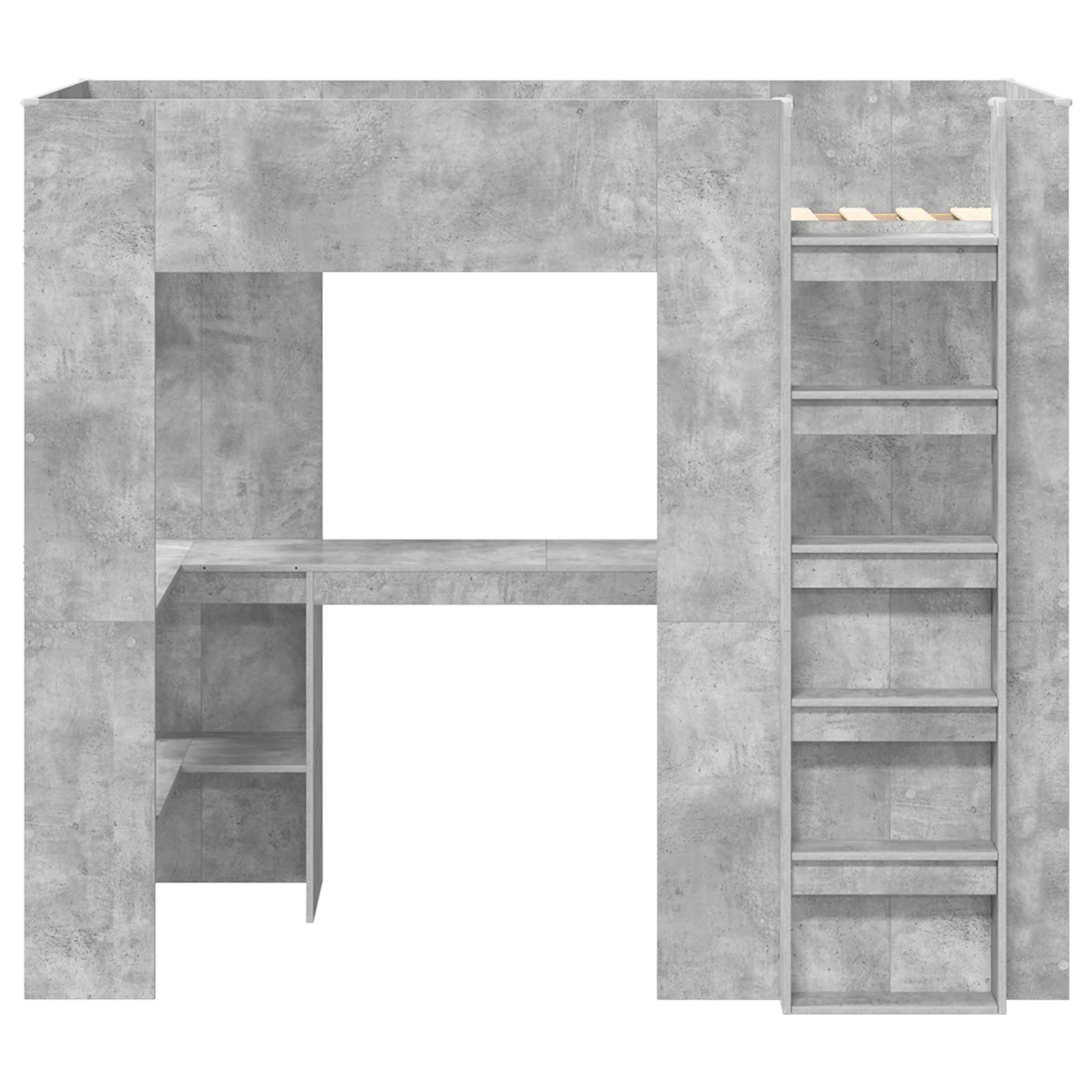 Loft Sengestel med Skrivebord Beton Grå 90 x 200 cm
