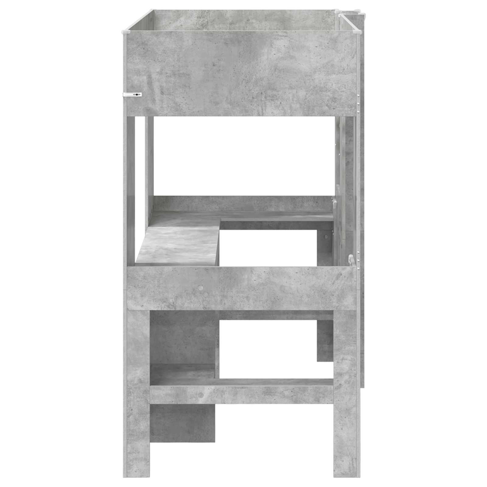Loft Sengestel med Skrivebord Beton Grå 90 x 200 cm