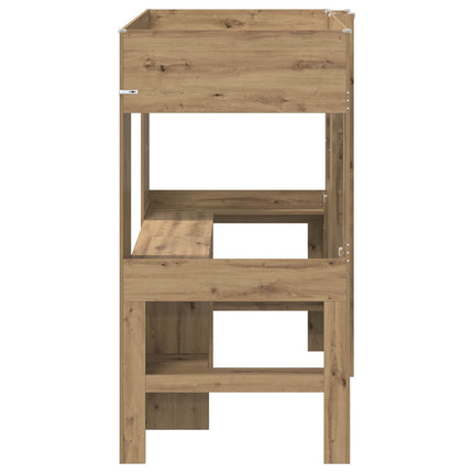 Loft Sengestel med Skrivebord Artisan Egetræ 100 x 200 cm