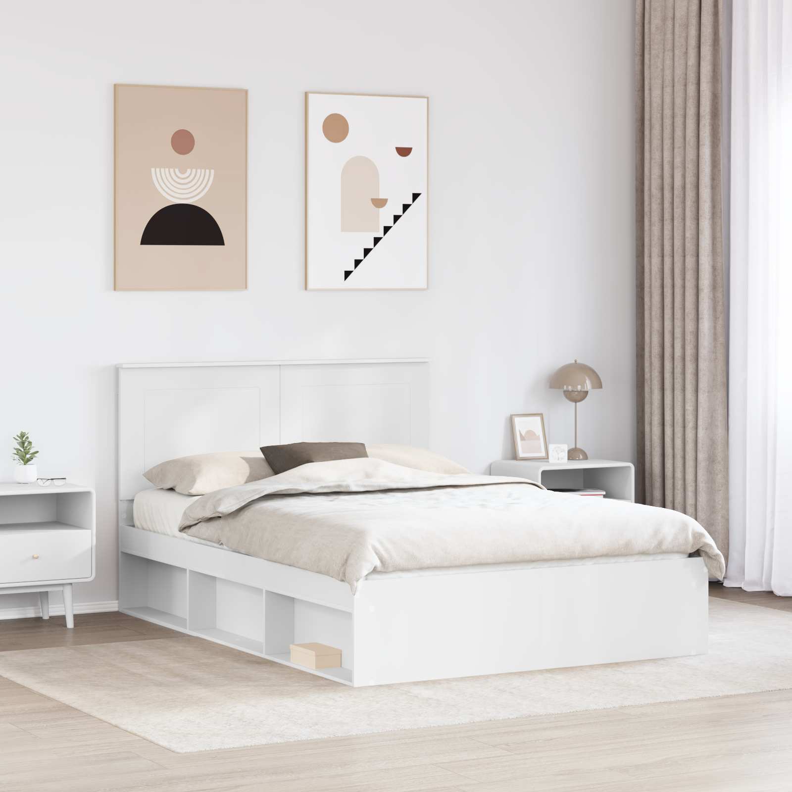 Sengestel med hovedgærde Hvid 160 x 200 cm Massiv fyrretræ